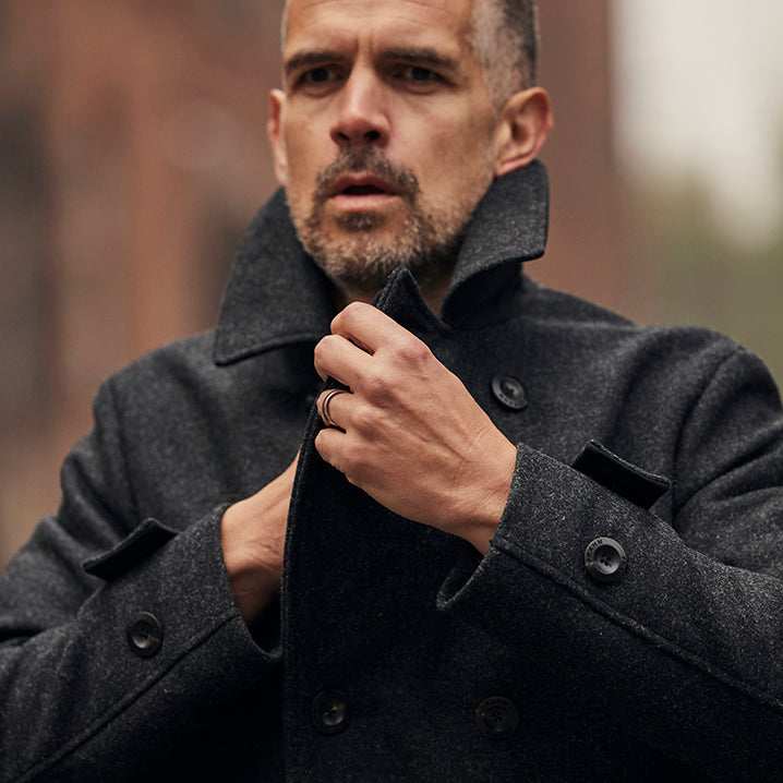 PURE WOOL QUILTED PEACOAT - IN DETAIL