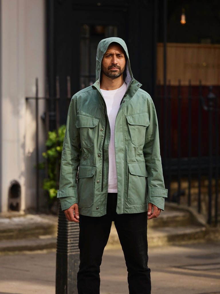 Waxed Hooded Field Coat 2026 Spearmint Green