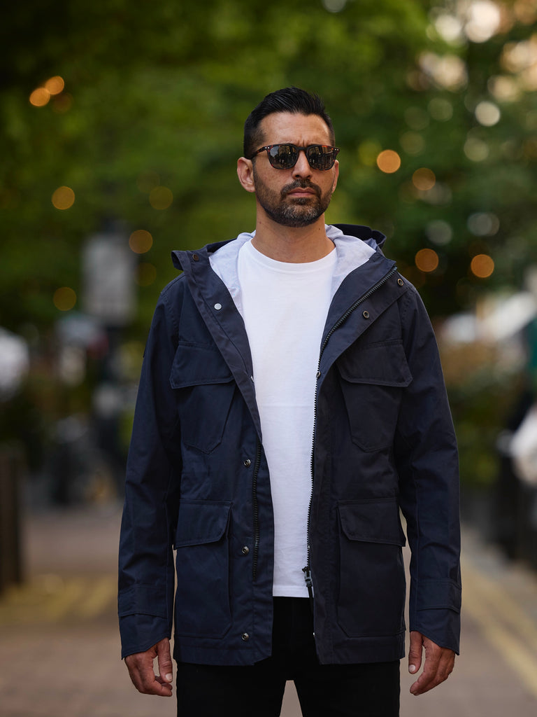 Waxed Hooded Field Coat 2026 Dark Blue