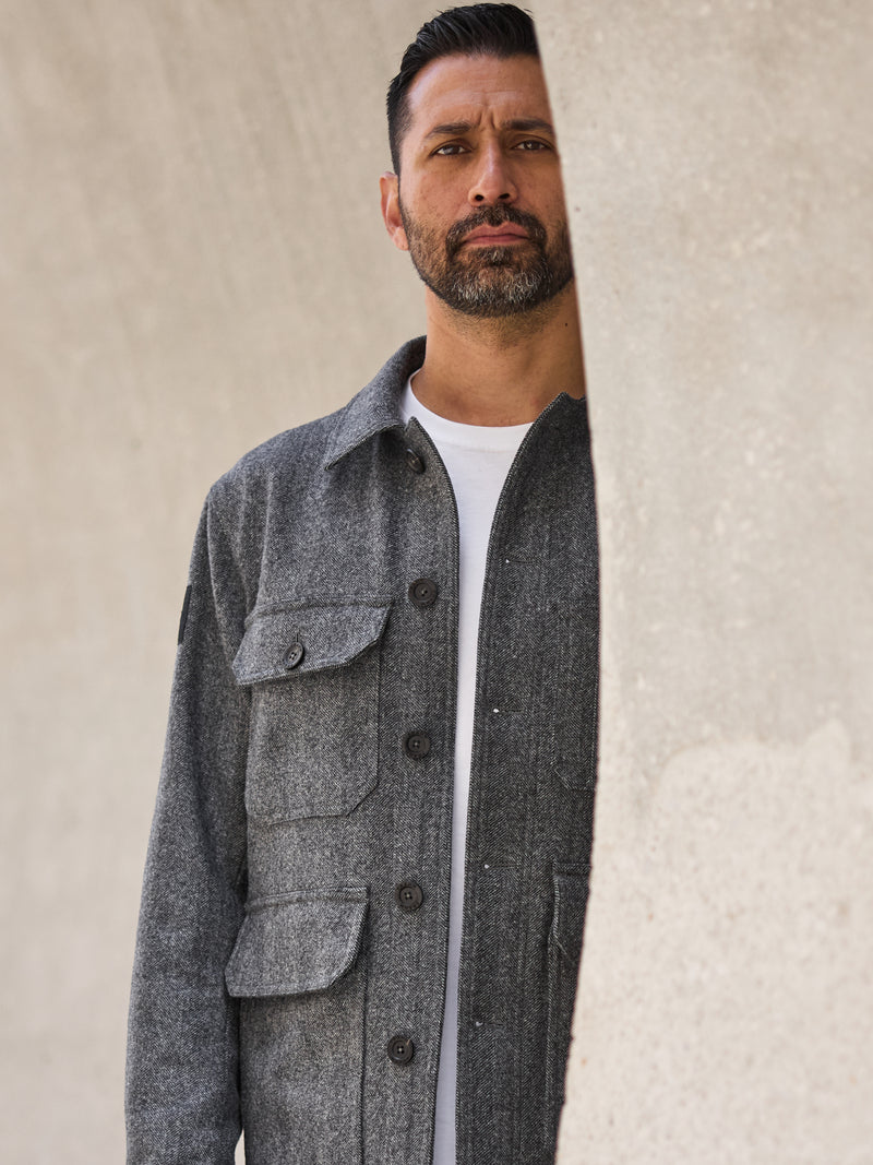 Merino Woodland Workers Jacket 2026 Grey Herringbone