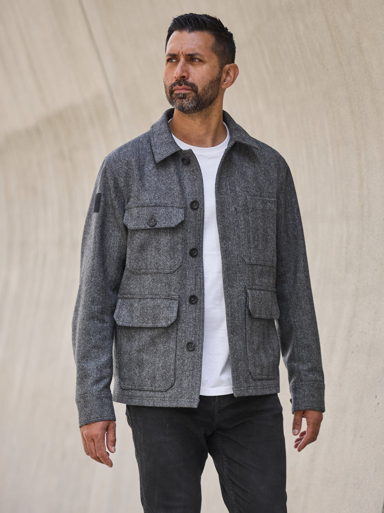Merino Woodland Workers Jacket 2026 Grey Herringbone
