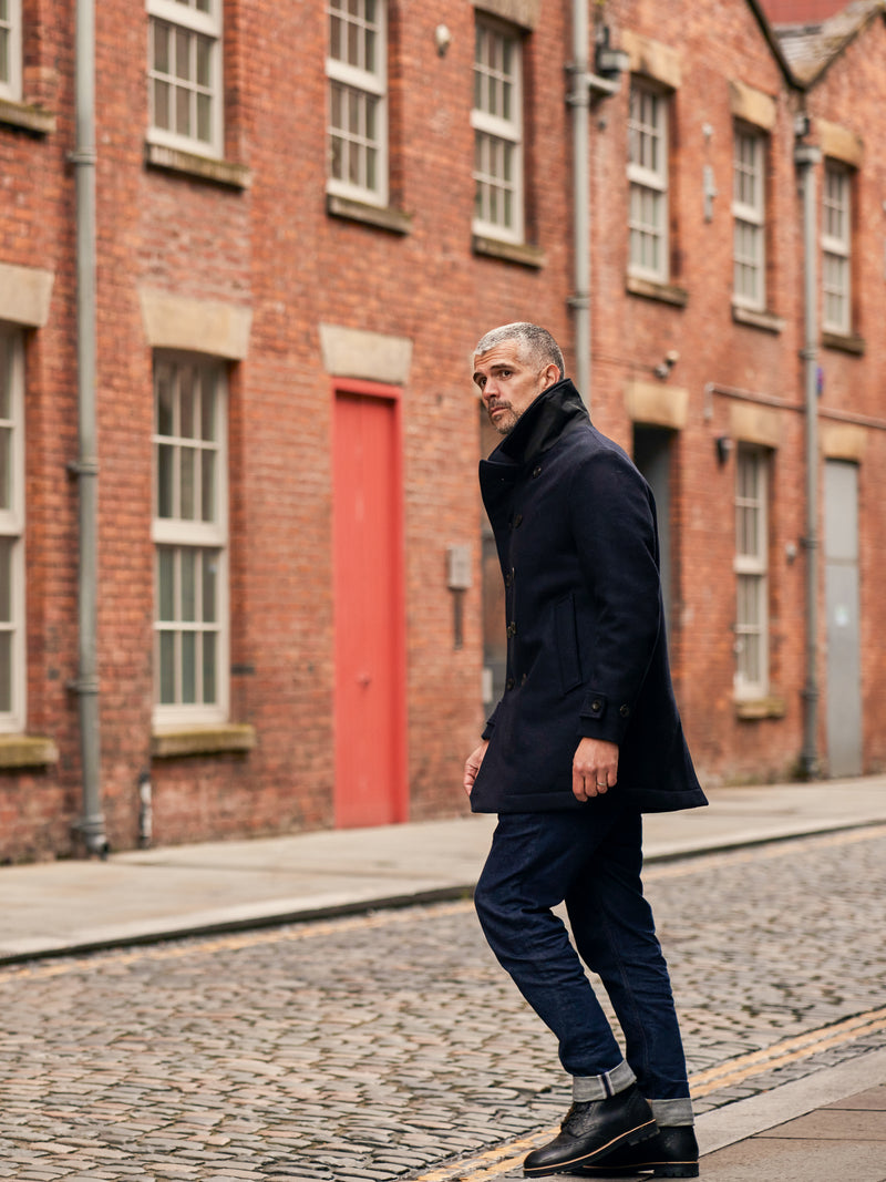 Pure Wool Quilted Peacoat 2026 Midnight Blue