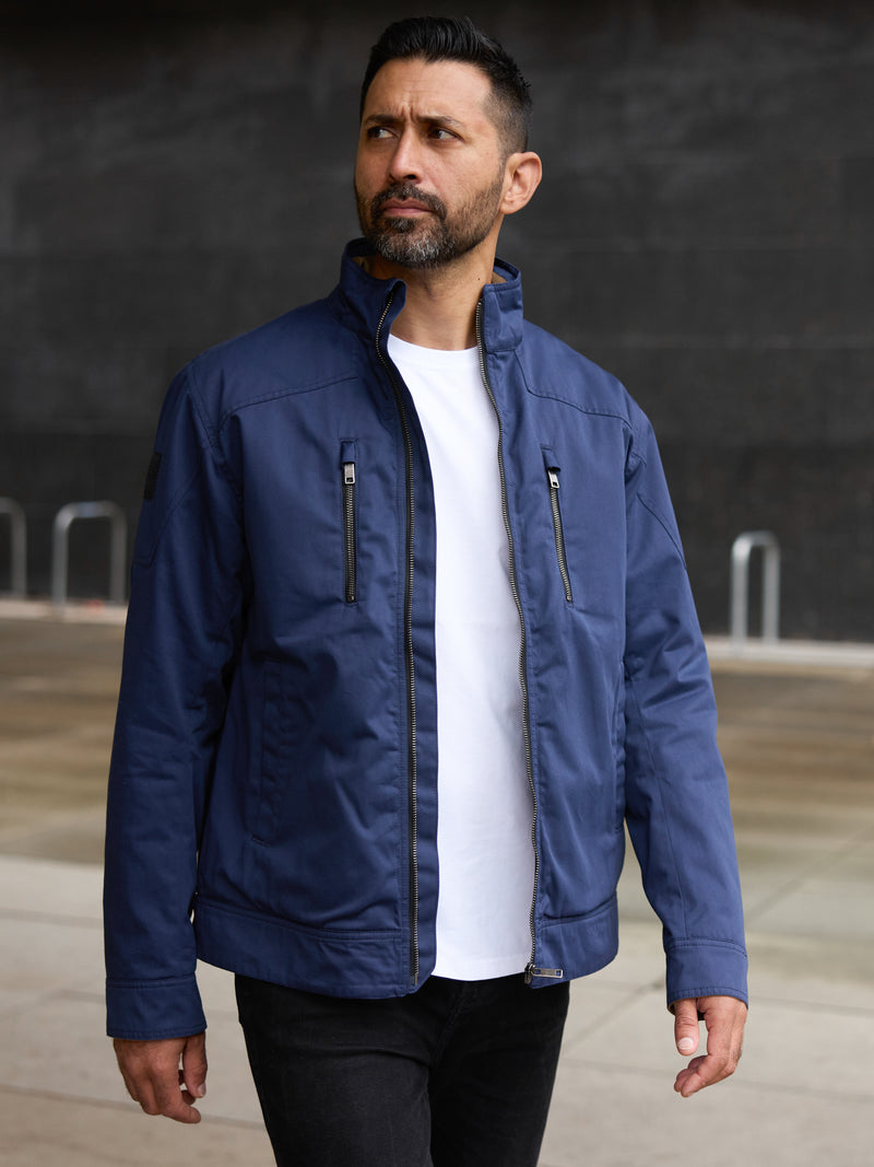 Quilted Harrington Racer Jacket 2026 Navy Blue