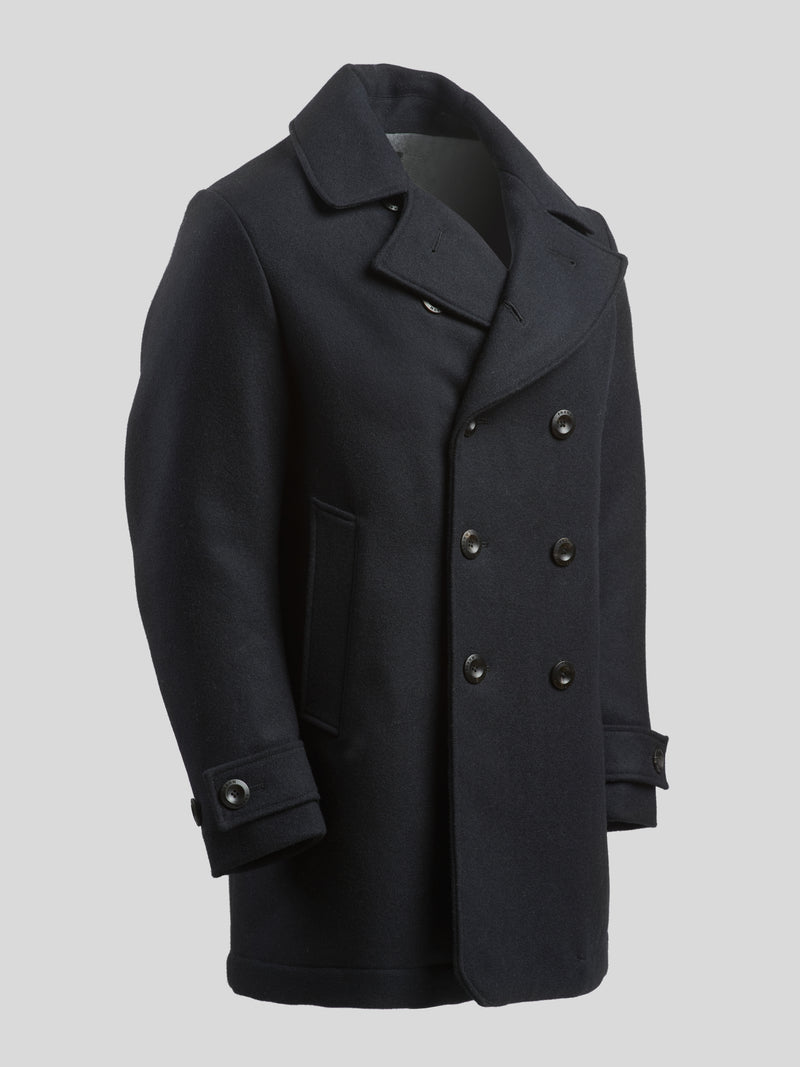 Pure Wool Quilted Peacoat 2026 Midnight Blue
