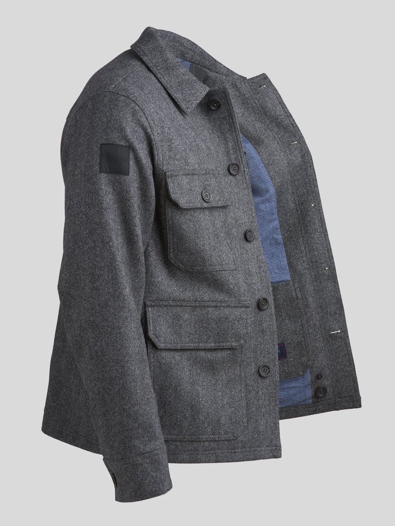 Merino Woodland Workers Jacket 2026 Grey Herringbone