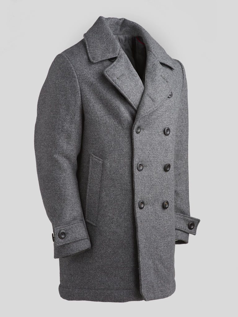 Pure Wool Quilted Peacoat 2026 Salt and Pepper Grey
