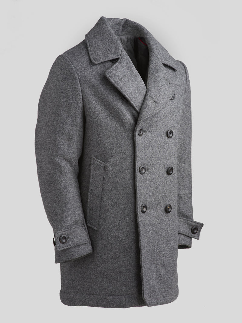 Pure Wool Quilted Peacoat 2026 Salt and Pepper Grey