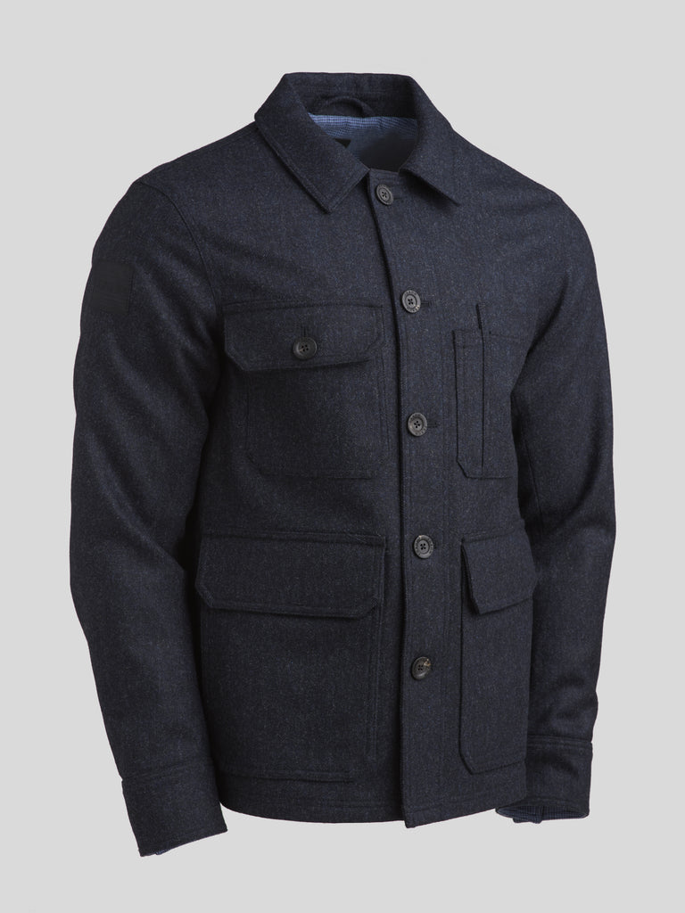 Merino Woodland Workers Jacket 2026 Dark Navy Herringbone