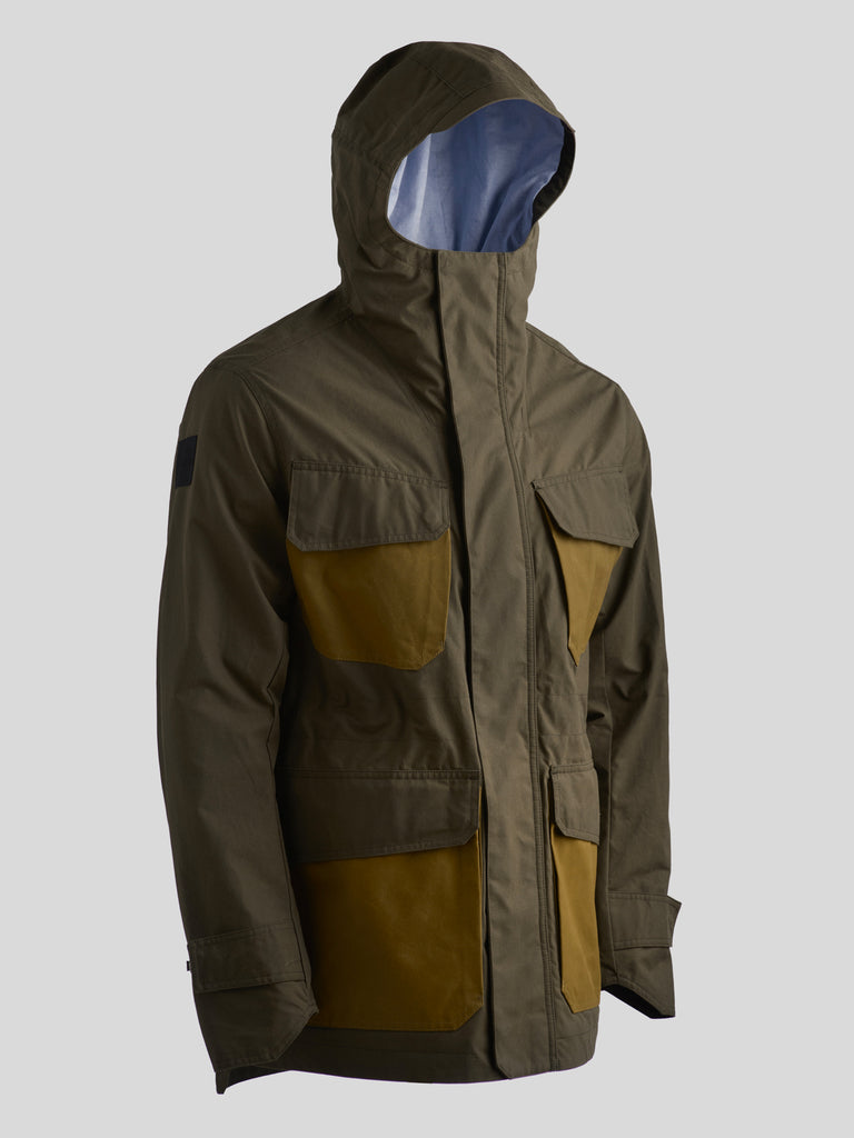 Waxed Hooded Field Coat 2026 Military Green with Tan
