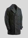 Pure Wool Quilted Peacoat 2025 Charcoal Grey