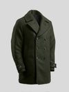 Pure Wool Quilted Peacoat 2025 Dark Green