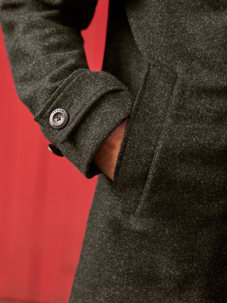 Pure Wool Quilted Peacoat 2025 Dark Green