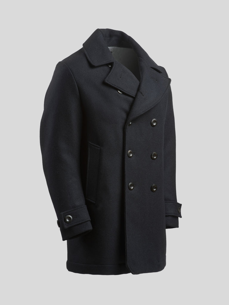 Pure Wool Quilted Peacoat 2025 Midnight Blue
