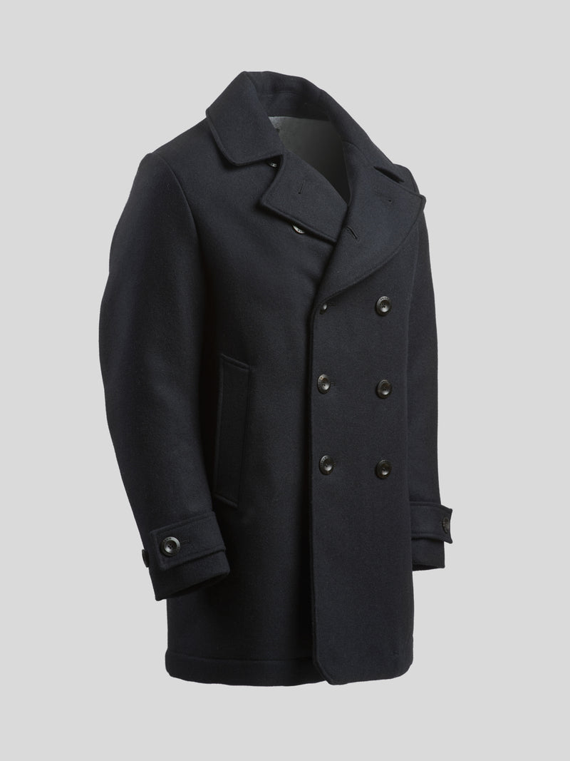 Pure Wool Quilted Peacoat 2025 Midnight Blue